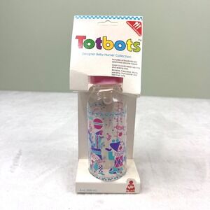 Vintage 1990's Totbots Designer Baby Nurser 8oz Bottle Memphis Style Clown Print